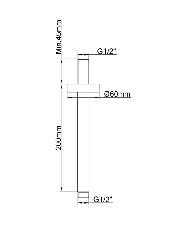 Wiesbaden luxe douche-arm rond plafondbev. 20cm geborsteld messing