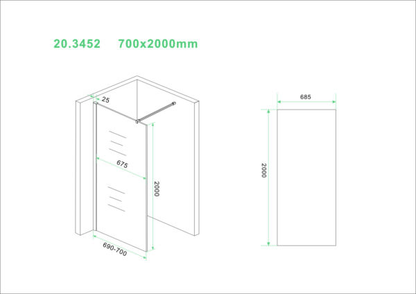 Wiesbaden Slim glasplaat helder 70x200 cm - 8mm NANO glas
