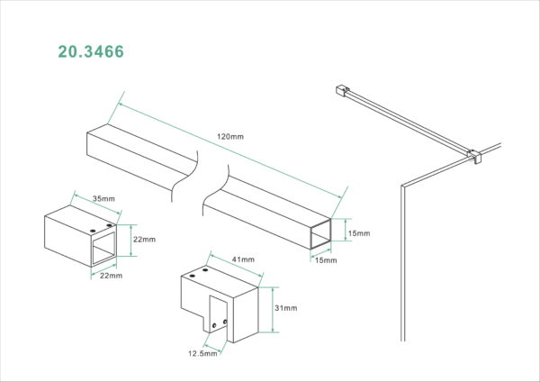 Wiesbaden Slim profielset+stabilisatiestang 120cm RVS