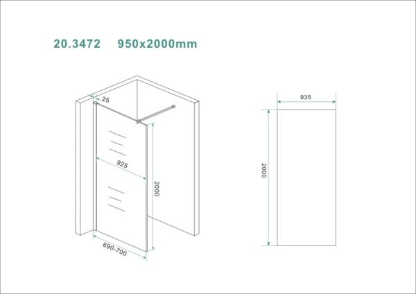 Wiesbaden Slim glasplaat helder 95x200 cm - 8mm NANO glas