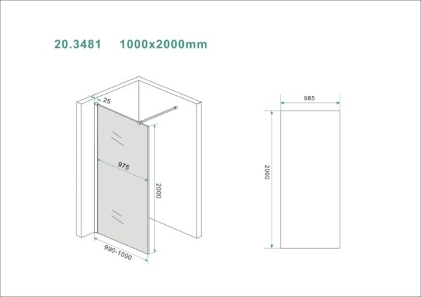 Wiesbaden Slim glasplaat rookglas 100x200 cm - 8mm NANO glas