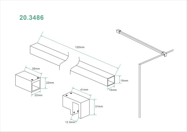 Wiesbaden Slim profielset+stabilisatiestang 120cm koper