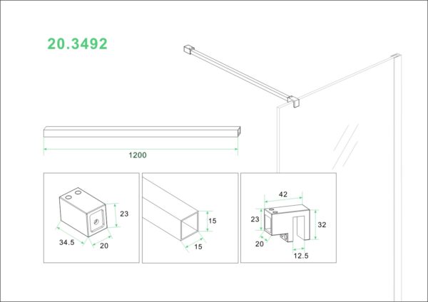 Wiesbaden Slim stabilisatiestang 120cm geborsteld staal