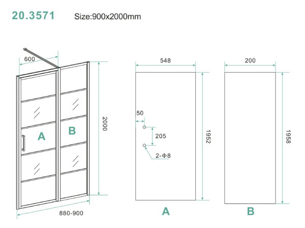 Wiesbaden Horizon nisdeur R/L met vast deel 90x200 cm 8mm NANO