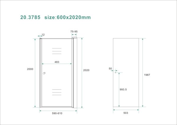 Wiesbaden nisdeur met profiel 60x202 cm 8mm NANO rookglas