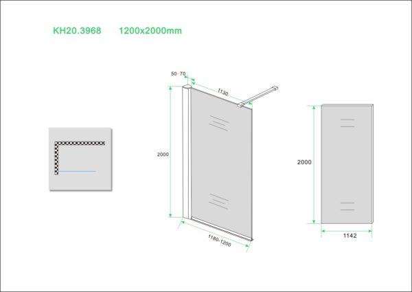 Wiesbaden Comfort inloopdouche 120x200 cm - 10 mm NANO rookglas