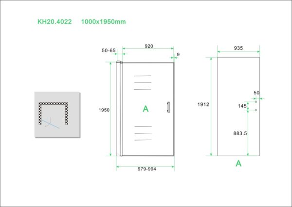 Wiesbaden Eco nisdeur met profiel 100x195 cm