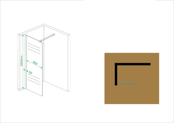 Wiesbaden Comfort inloopdouche 70x200 cm - 10mm NANO gedeeltelijk matglas