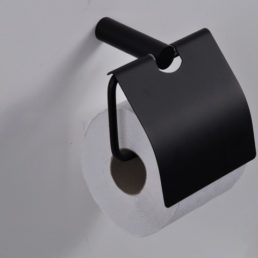 Wiesbaden Ida toiletrolhouder met klep zwart