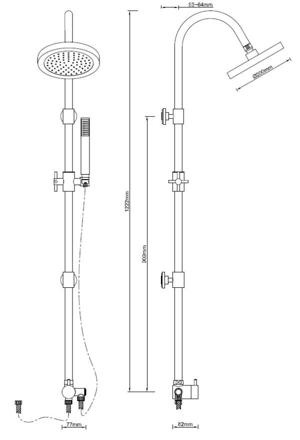 Wiesbaden Altara douchecomb.+omstel+20cm douchekop