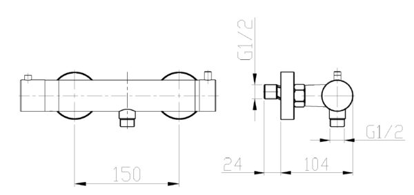 Wiesbaden Rio-304 therm.douchemengkraan 15cm RVS