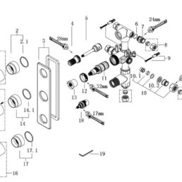 Wiesbaden Caral inbouw 3-wegs douchethermostaat rond chroom Wiesbaden Caral inbouw 3-wegs douchethermostaat rond chroom