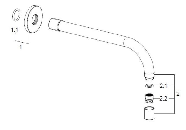 Wiesbaden SLIM 18mm uitloop rond 20cm 1/2" chroom