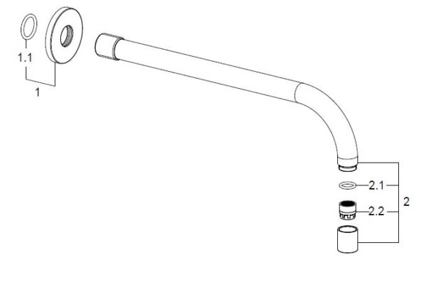 Wiesbaden SLIM 18mm uitloop rond 25cm 1/2" chroom