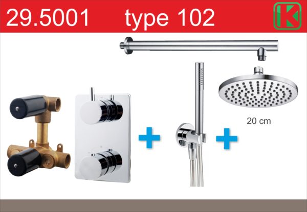 Wiesbaden one-pack inbouwthermostaatset type 102 CHR (20cm)