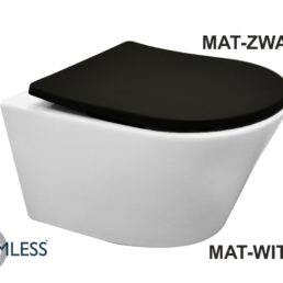 Wiesbaden Vesta rimless wandcloset mat-wit + Shade zitting mat-zwart