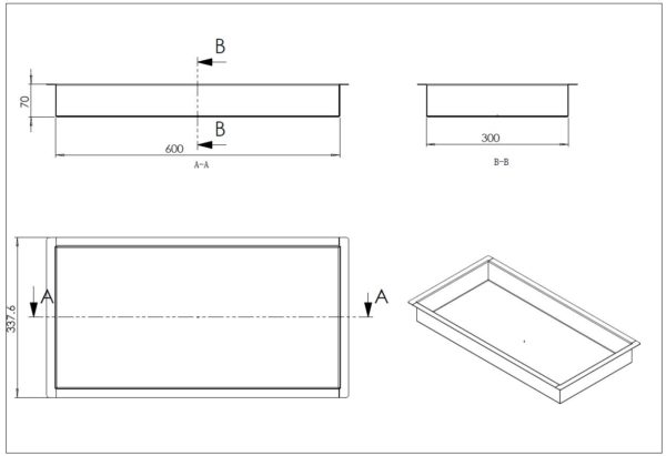 Wiesbaden RVS inbouwnis 30x60x7cm