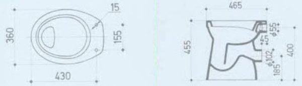 Wiesbaden staande verhoogde toiletpot +6 PK wit
