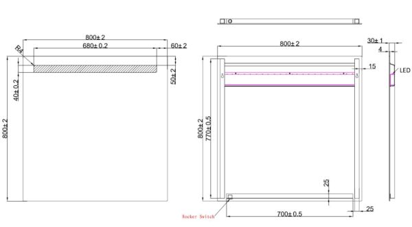 Wiesbaden Tigris spiegel met led verlichting 80x80cm