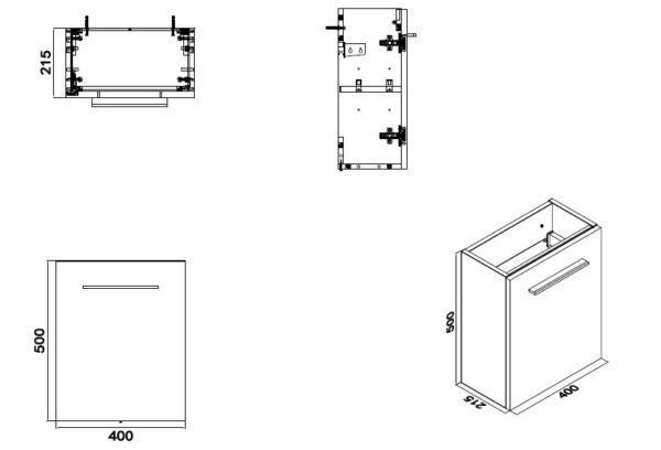 Wiesbaden fonteinkast tbv HS fonteintje l/r 1 deur 40 x 21 cm hoogglans grijs
