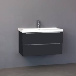 Badmeubel Senza Keramiek 80 Hoogglans Antraciet Badmeubel Senza Keramiek 80 Hoogglans Antraciet