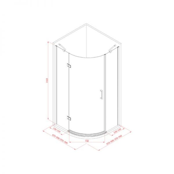 Kwartronde cabine met 1 deur 100