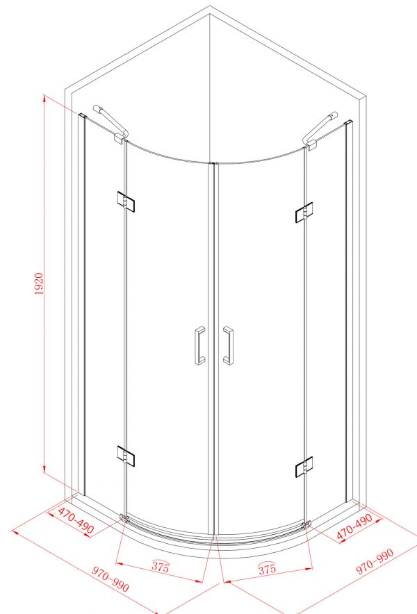 Kwartronde cabine met 2 deur 100