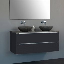 Badmeubel Senza Dynasty met 2 ronde kommen 120 Hoogglans Antraciet Badmeubel Senza Dynasty met 2 ronde kommen 120 Hoogglans Antraciet