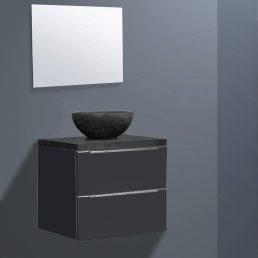 Badmeubel Senza Dynasty met ronde kom 60 Hoogglans Antraciet Badmeubel Senza Dynasty met ronde kom 60 Hoogglans Antraciet