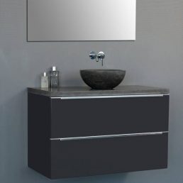 Badmeubel Senza Dynasty met ronde kom 80 Hoogglans Antraciet Badmeubel Senza Dynasty met ronde kom 80 Hoogglans Antraciet