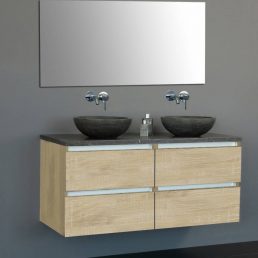 Badmeubel Trend Dynasty met 2 ronde kommen 120 Light Wood met 4 lades Badmeubel Trend Dynasty met 2 ronde kommen 120 Light Wood met 4 lades
