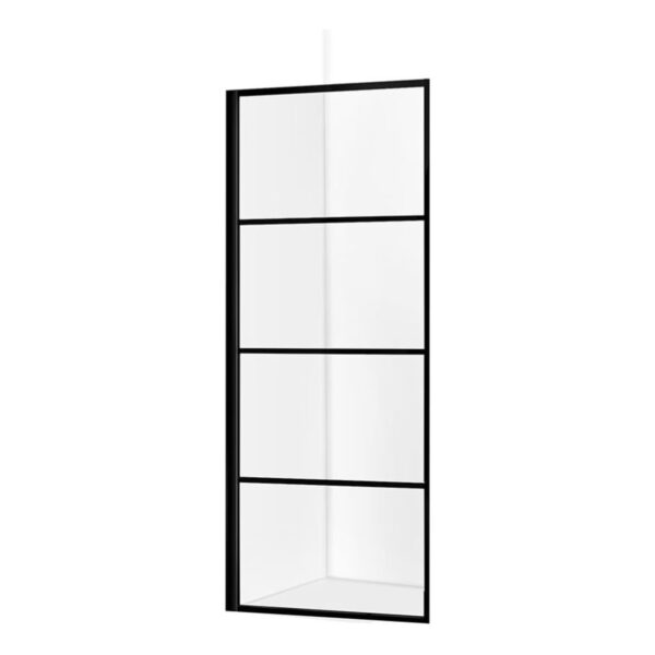 Douchewand Mila 100x200cm Helder Glas Mat Zwart Raster