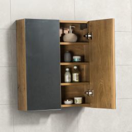 Spiegelkast Tieme in mat eiken 60x70x16cm Spiegelkast Tieme in mat eiken 60x70x16cm