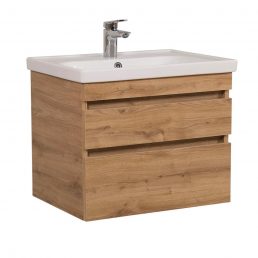 Badkamermeubel Finn 100x59x45cm Licht Eiken met keramische wastafel
