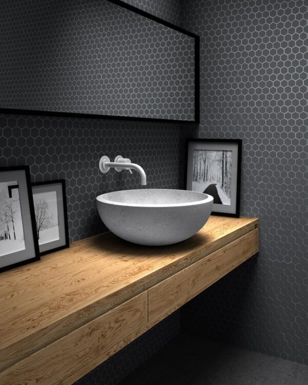 Mozaiek Tegels Hexagon Dark Grey 3,5x3,5cm