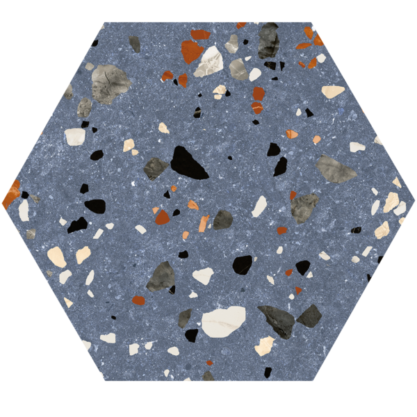 Vloertegel Gobi Blu hexagon 20x24