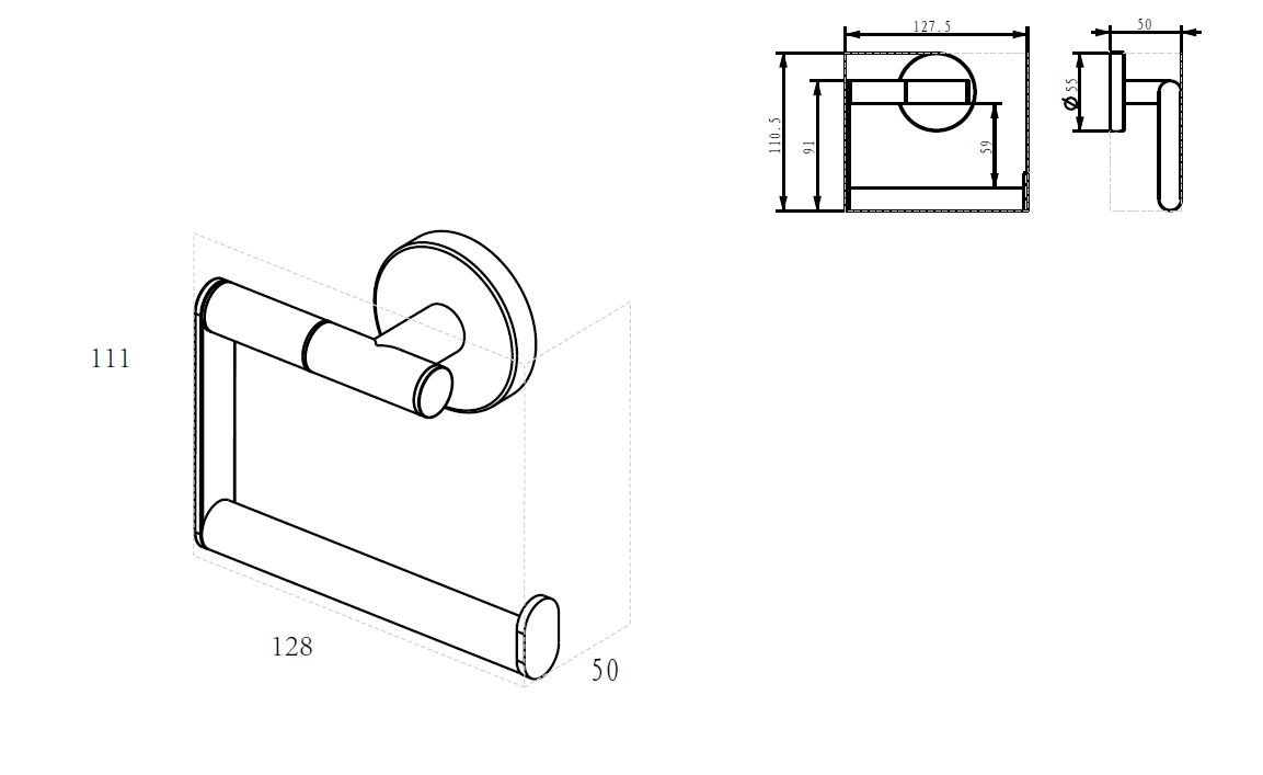 Wiesbaden Alonzo toiletrolhouder zonder klep gunmetal Wiesbaden Alonzo toiletrolhouder zonder klep gunmetal